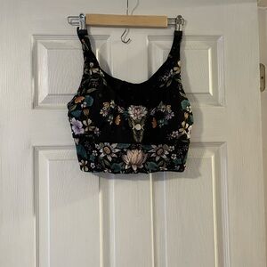 Yoga Democracy Floral Black Sports Top